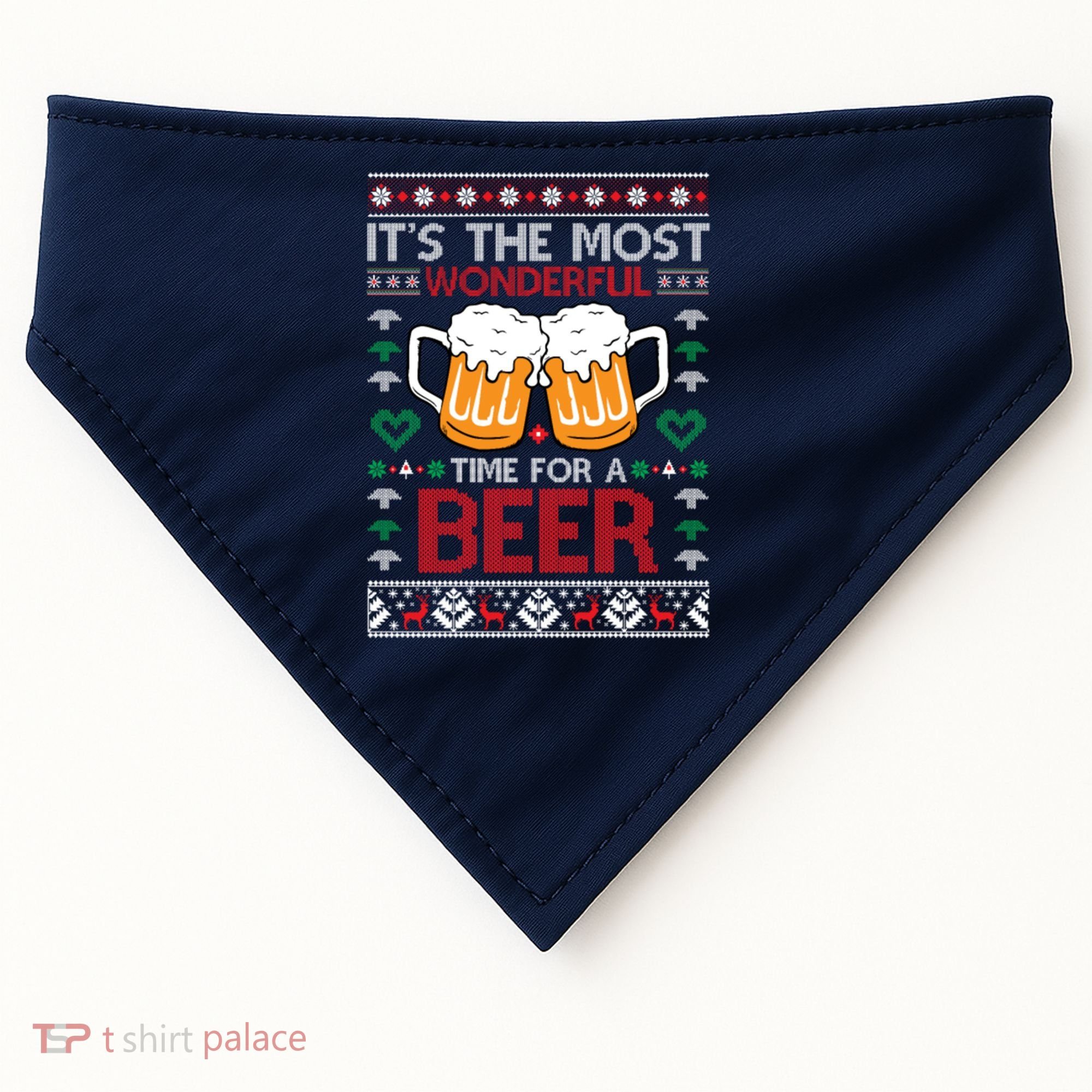 wonderful time for a beer Ugly Christmas Sweaters USA-Made Doggie Bandana