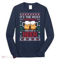 wonderful time for a beer Ugly Christmas Sweaters Long Sleeve Shirt thumb 0