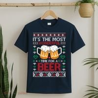 wonderful time for a beer Ugly Christmas Sweaters T-Shirt thumb 2