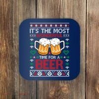 wonderful time for a beer Ugly Christmas Sweaters Coaster thumb 0