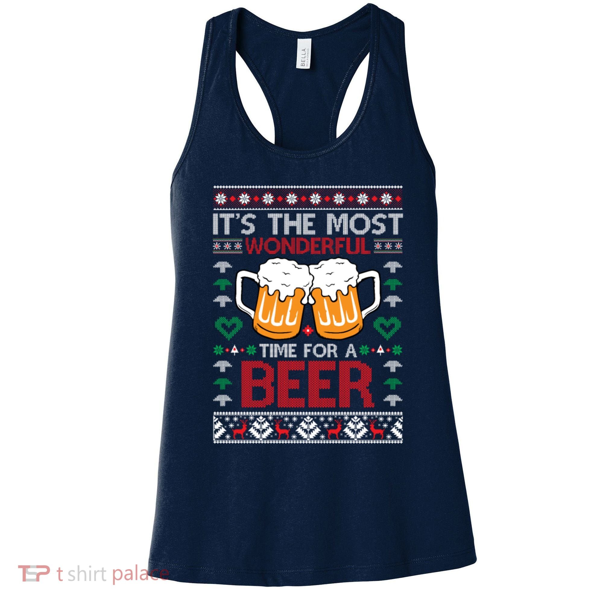 wonderful time for a beer Ugly Christmas Sweaters Women's Tank Top