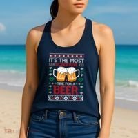 wonderful time for a beer Ugly Christmas Sweaters Women's Tank Top thumb 2