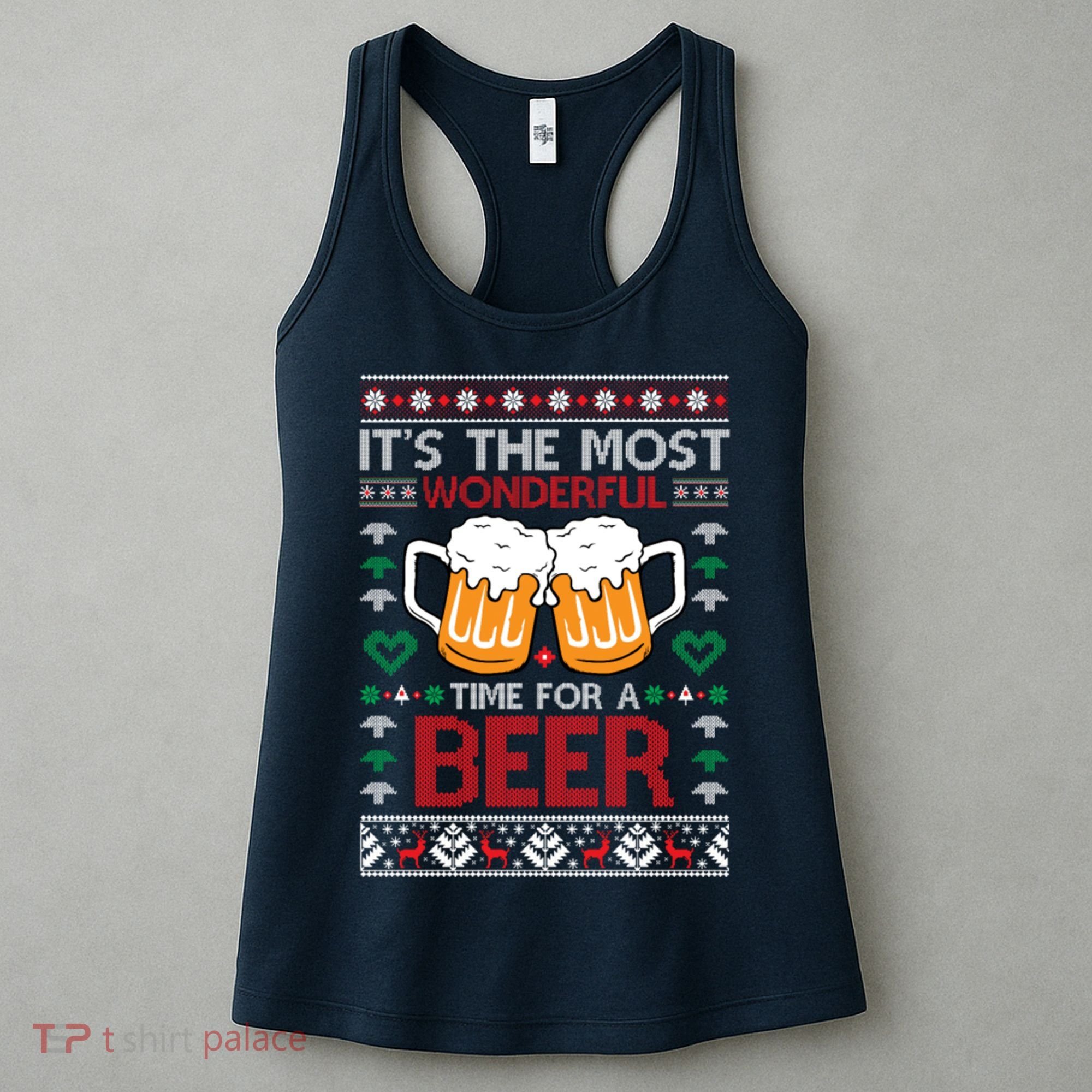 wonderful time for a beer Ugly Christmas Sweaters Women's Tank Top