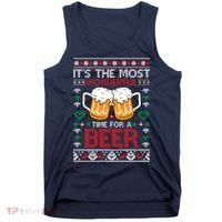 wonderful time for a beer Ugly Christmas Sweaters Tank Top thumb 0