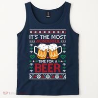 wonderful time for a beer Ugly Christmas Sweaters Tank Top thumb 2