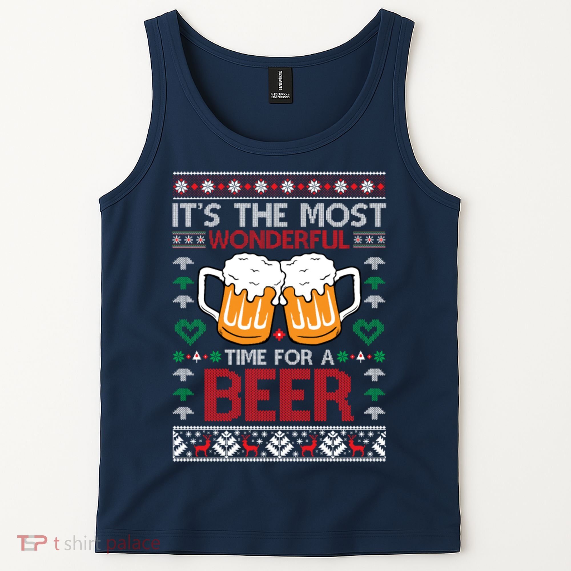 wonderful time for a beer Ugly Christmas Sweaters Tank Top