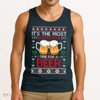 wonderful time for a beer Ugly Christmas Sweaters Tank Top thumb 3