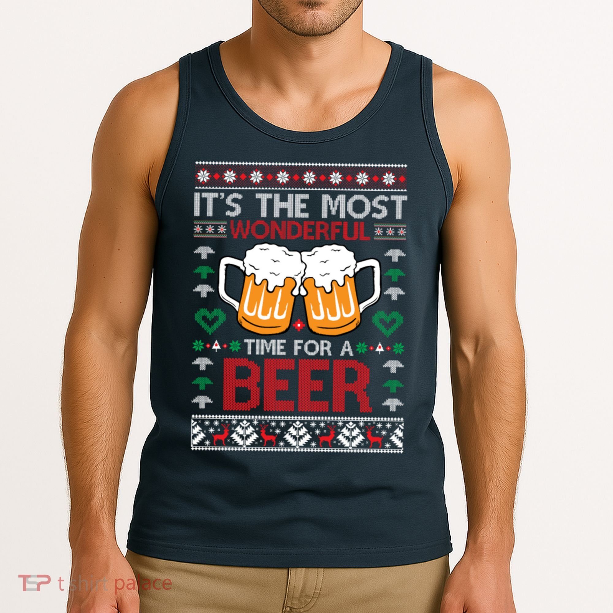 wonderful time for a beer Ugly Christmas Sweaters Tank Top