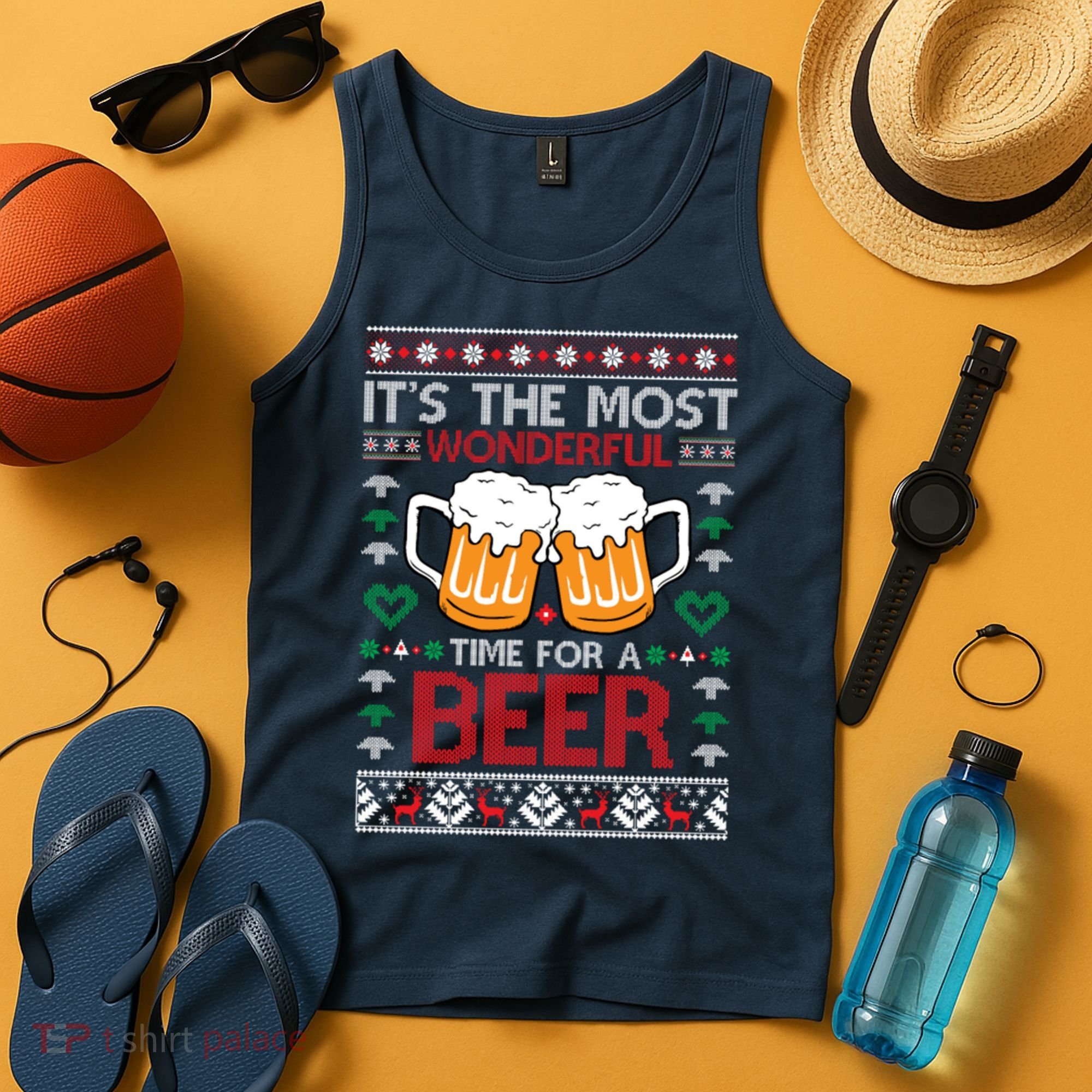 wonderful time for a beer Ugly Christmas Sweaters Tank Top
