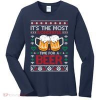 wonderful time for a beer Ugly Christmas Sweaters Women's Long Sleeve Shirt thumb 0