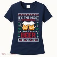 wonderful time for a beer Ugly Christmas Sweaters Women's T-Shirt thumb 0