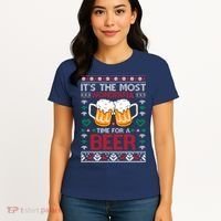 wonderful time for a beer Ugly Christmas Sweaters Women's T-Shirt thumb 4