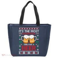 wonderful time for a beer Ugly Christmas Sweaters Tote Bag thumb 0