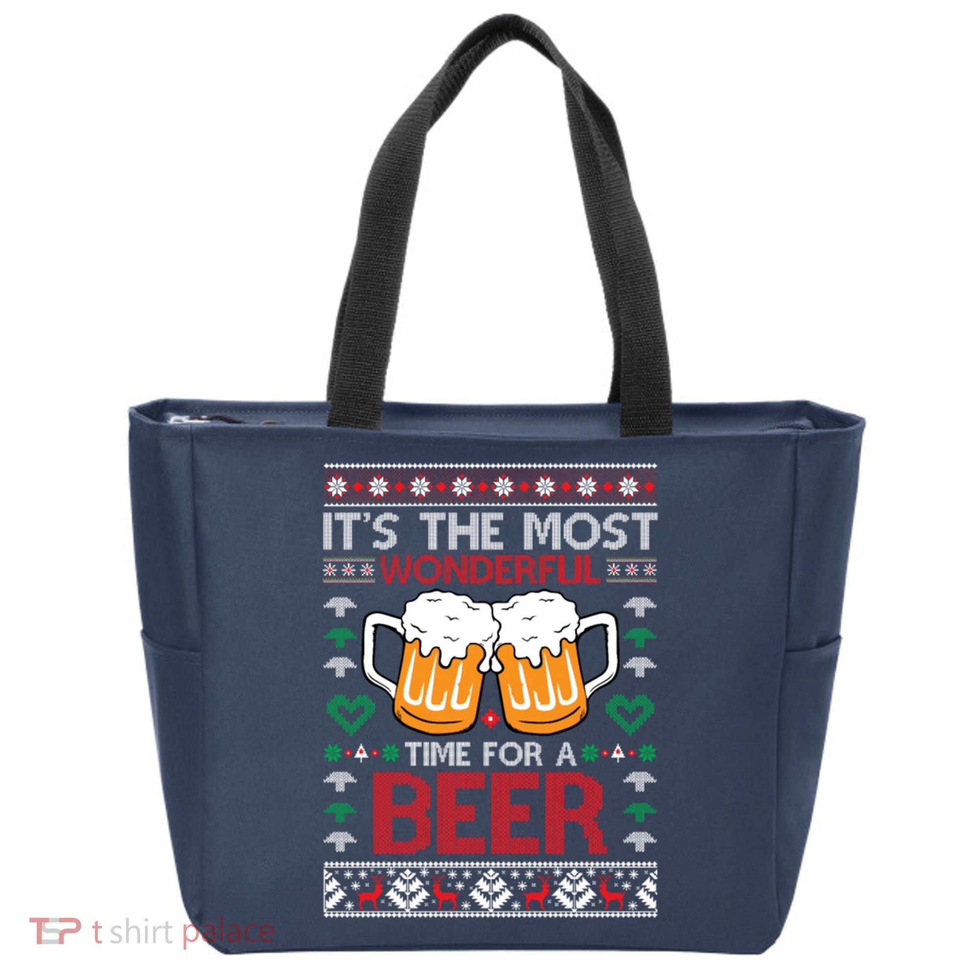 wonderful time for a beer Ugly Christmas Sweaters Tote Bag
