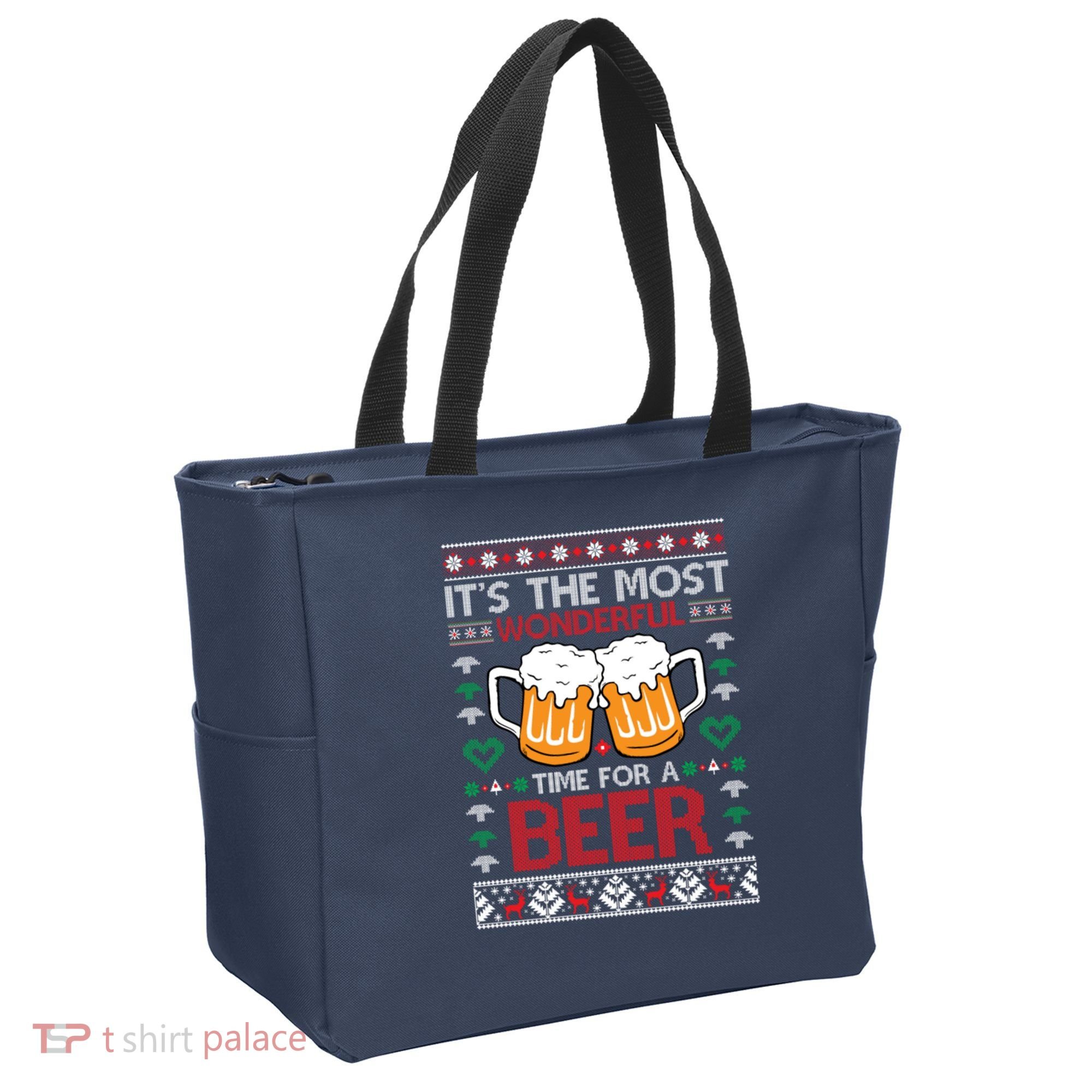 wonderful time for a beer Ugly Christmas Sweaters Tote Bag