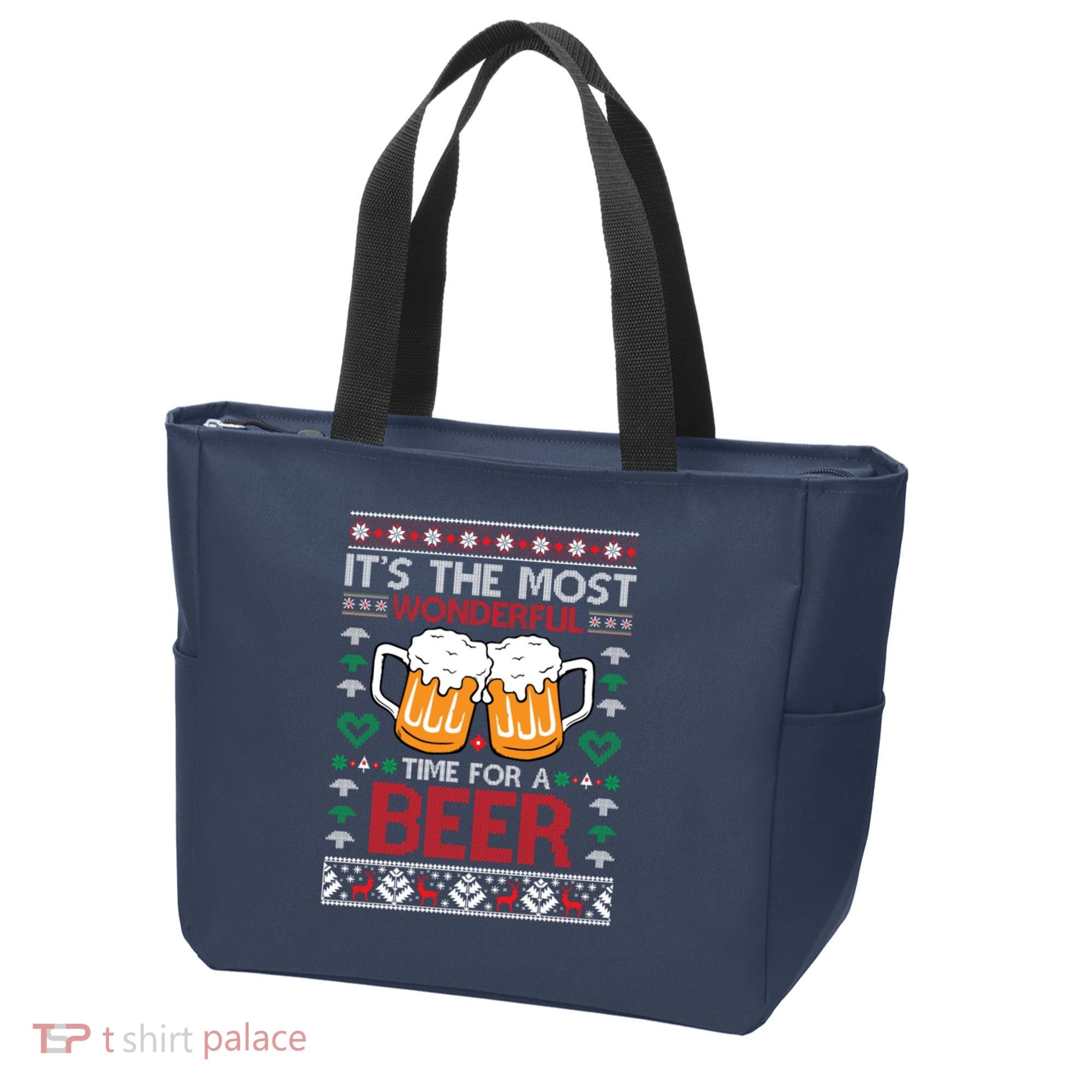 wonderful time for a beer Ugly Christmas Sweaters Tote Bag