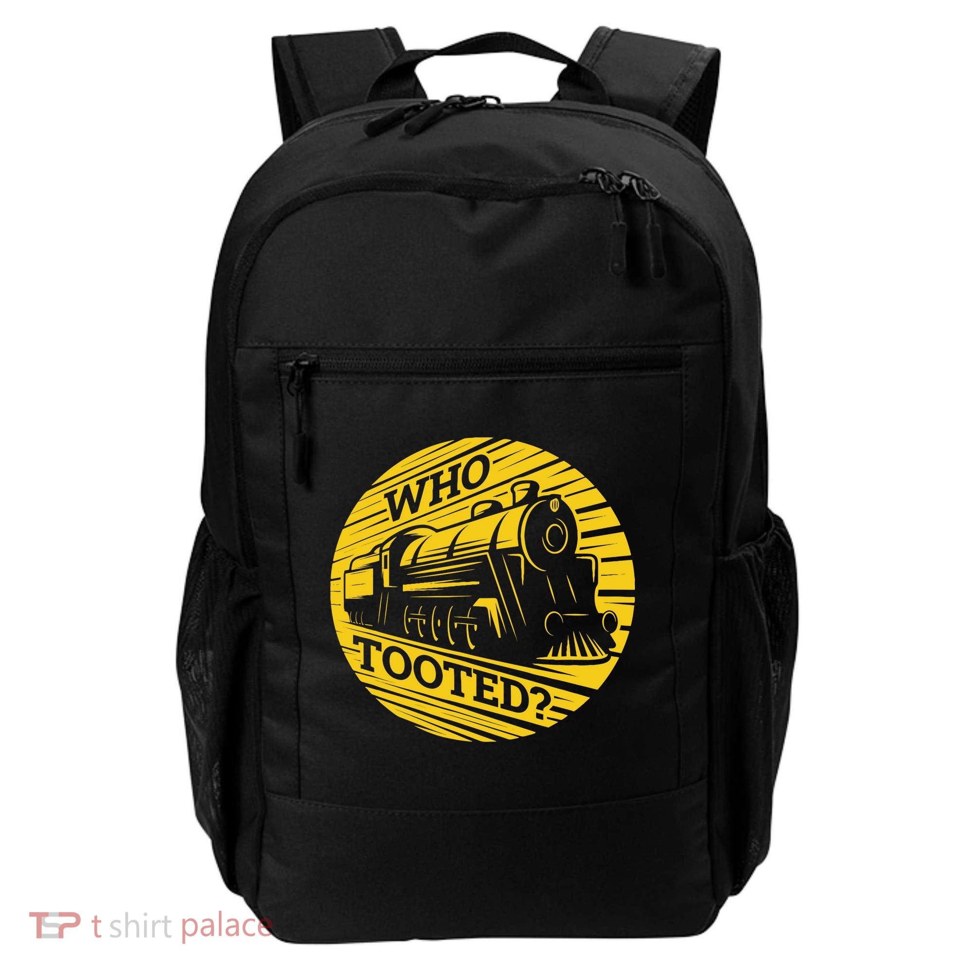 Who Tooted Funny Train Lover Cute Model Railroad Conductor Backpack