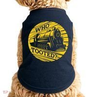 Who Tooted Funny Train Lover Cute Model Railroad Conductor Doggie Tank thumb 0