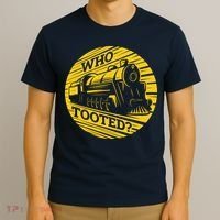 Who Tooted Funny Train Lover Cute Model Railroad Conductor T-Shirt thumb 3
