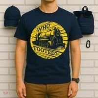 Who Tooted Funny Train Lover Cute Model Railroad Conductor T-Shirt thumb 6