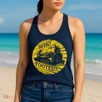 Who Tooted Funny Train Lover Cute Model Railroad Conductor Women's Tank Top thumb 2