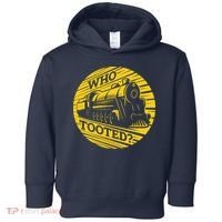 Who Tooted Funny Train Lover Cute Model Railroad Conductor Toddler Hoodie thumb 0