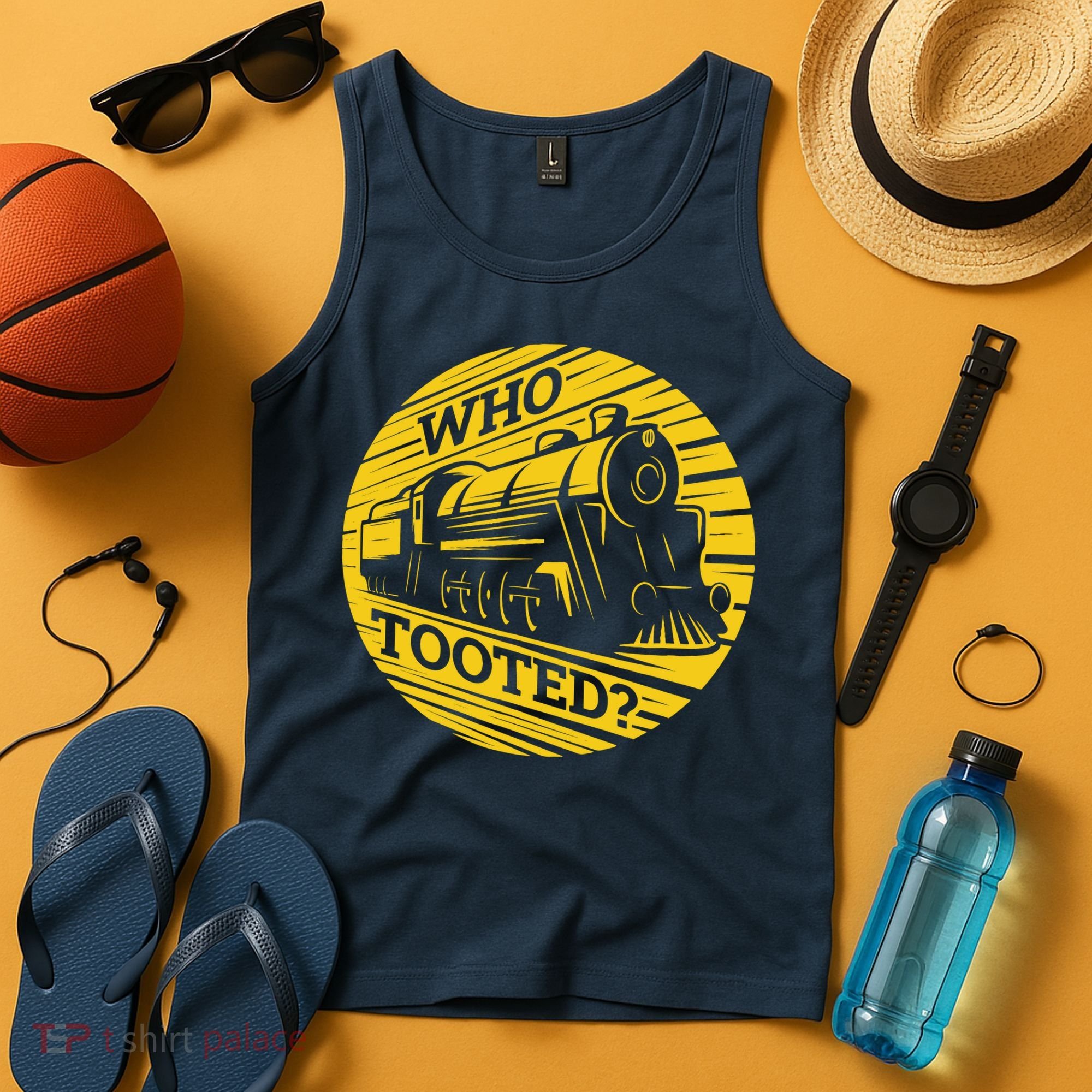 Who Tooted Funny Train Lover Cute Model Railroad Conductor Tank Top