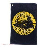 Who Tooted Funny Train Lover Cute Model Railroad Conductor Golf Towel thumb 0