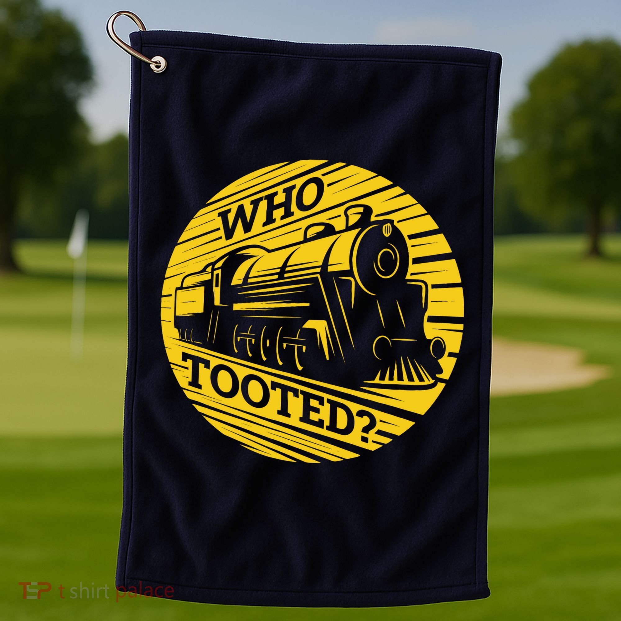 Who Tooted Funny Train Lover Cute Model Railroad Conductor Golf Towel