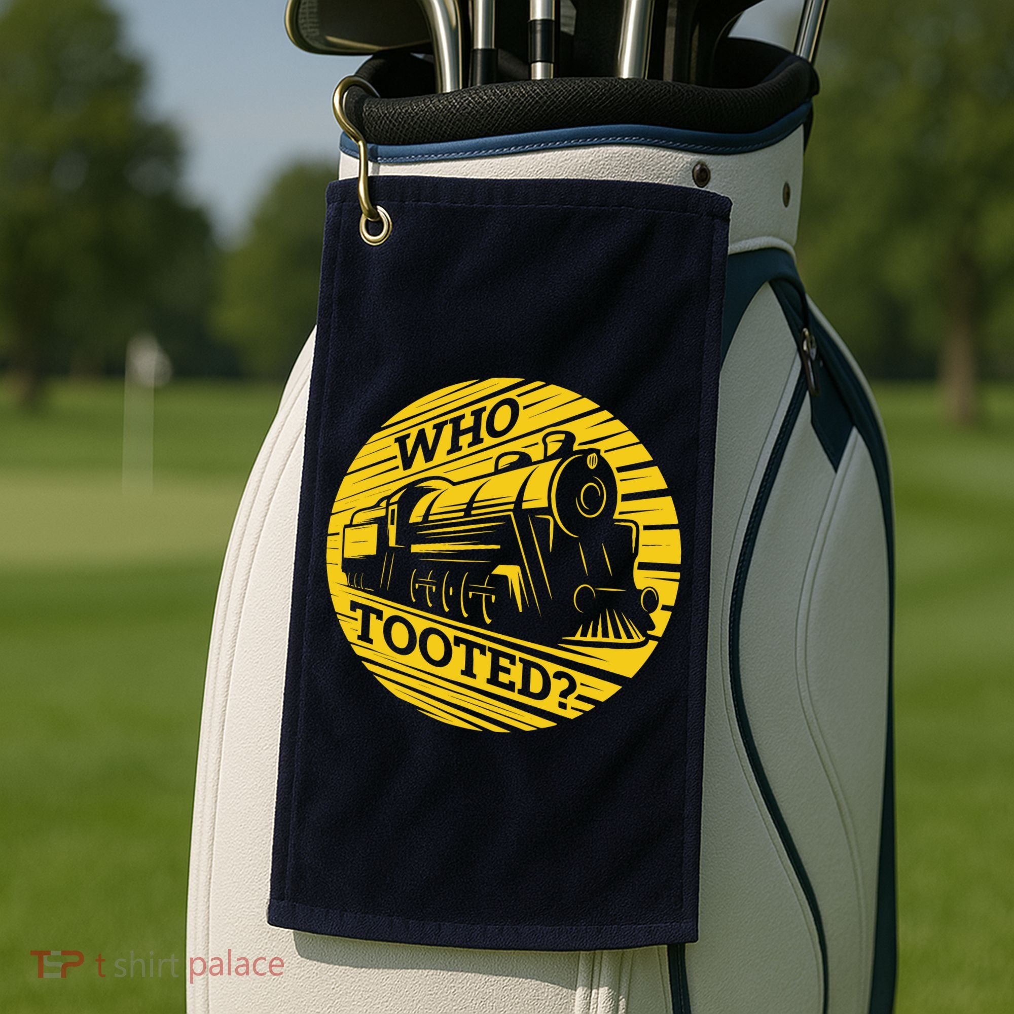 Who Tooted Funny Train Lover Cute Model Railroad Conductor Golf Towel
