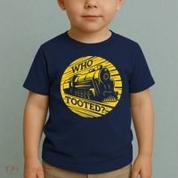 Who Tooted Funny Train Lover Cute Model Railroad Conductor Toddler T-Shirt thumb 2