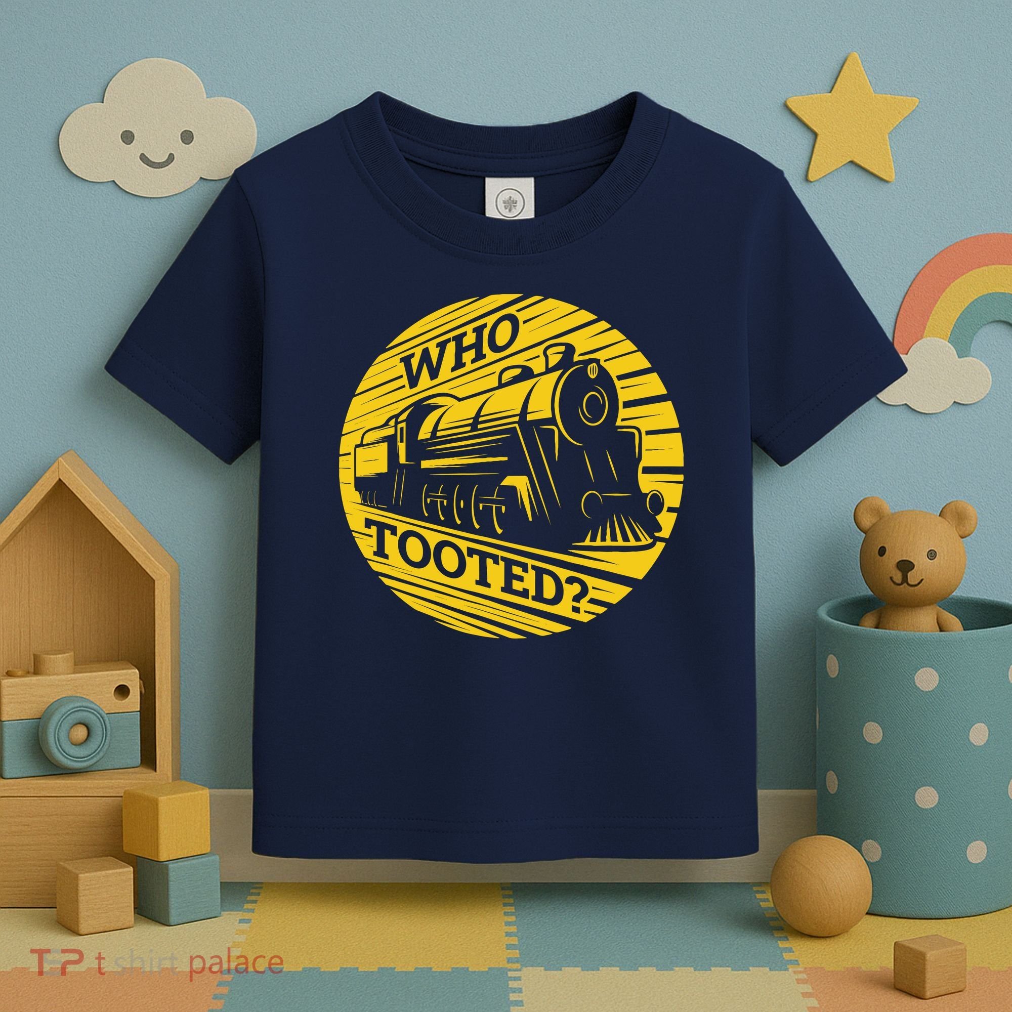 Who Tooted Funny Train Lover Cute Model Railroad Conductor Toddler T-Shirt