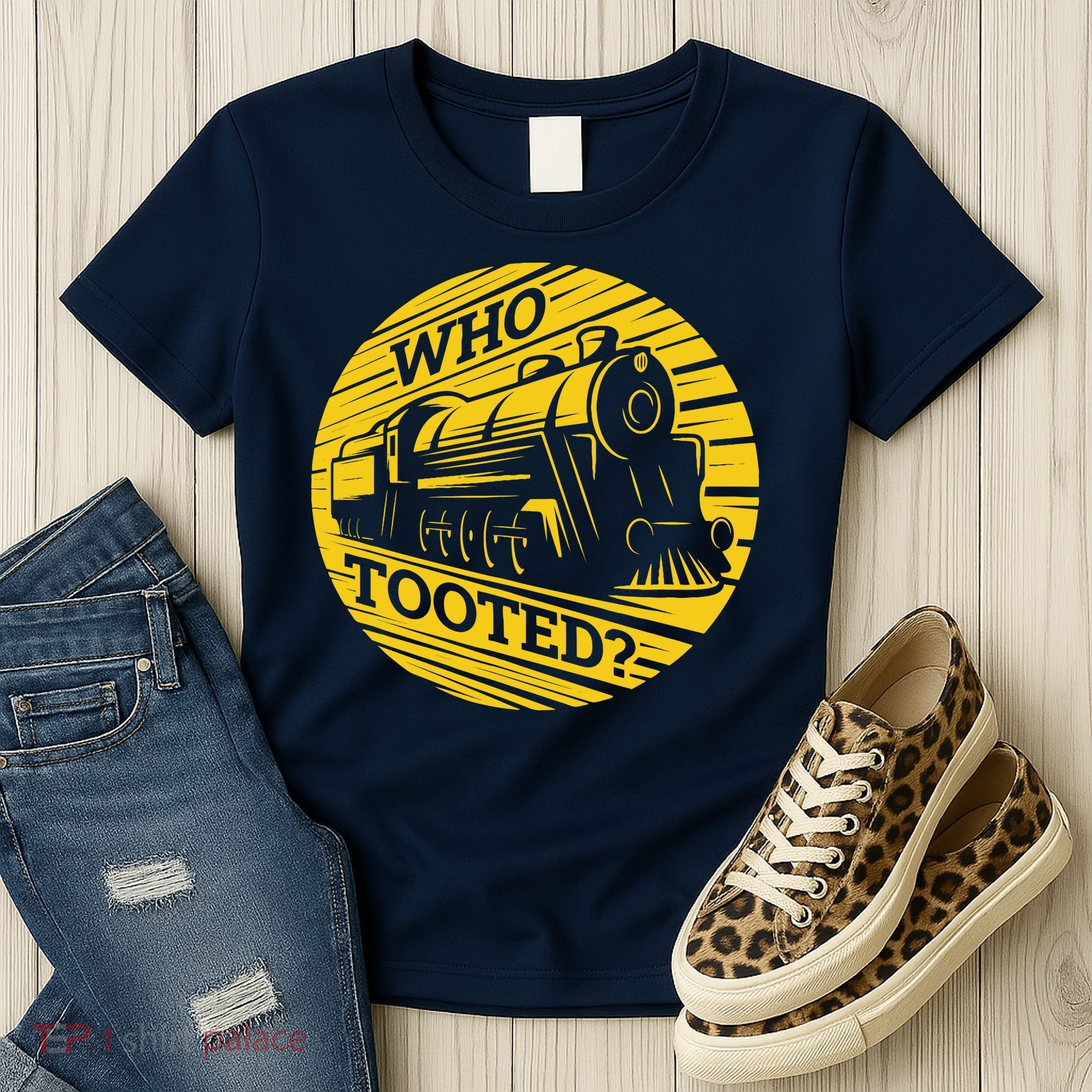Who Tooted Funny Train Lover Cute Model Railroad Conductor Women's T-Shirt