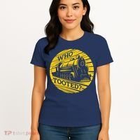 Who Tooted Funny Train Lover Cute Model Railroad Conductor Women's T-Shirt thumb 4