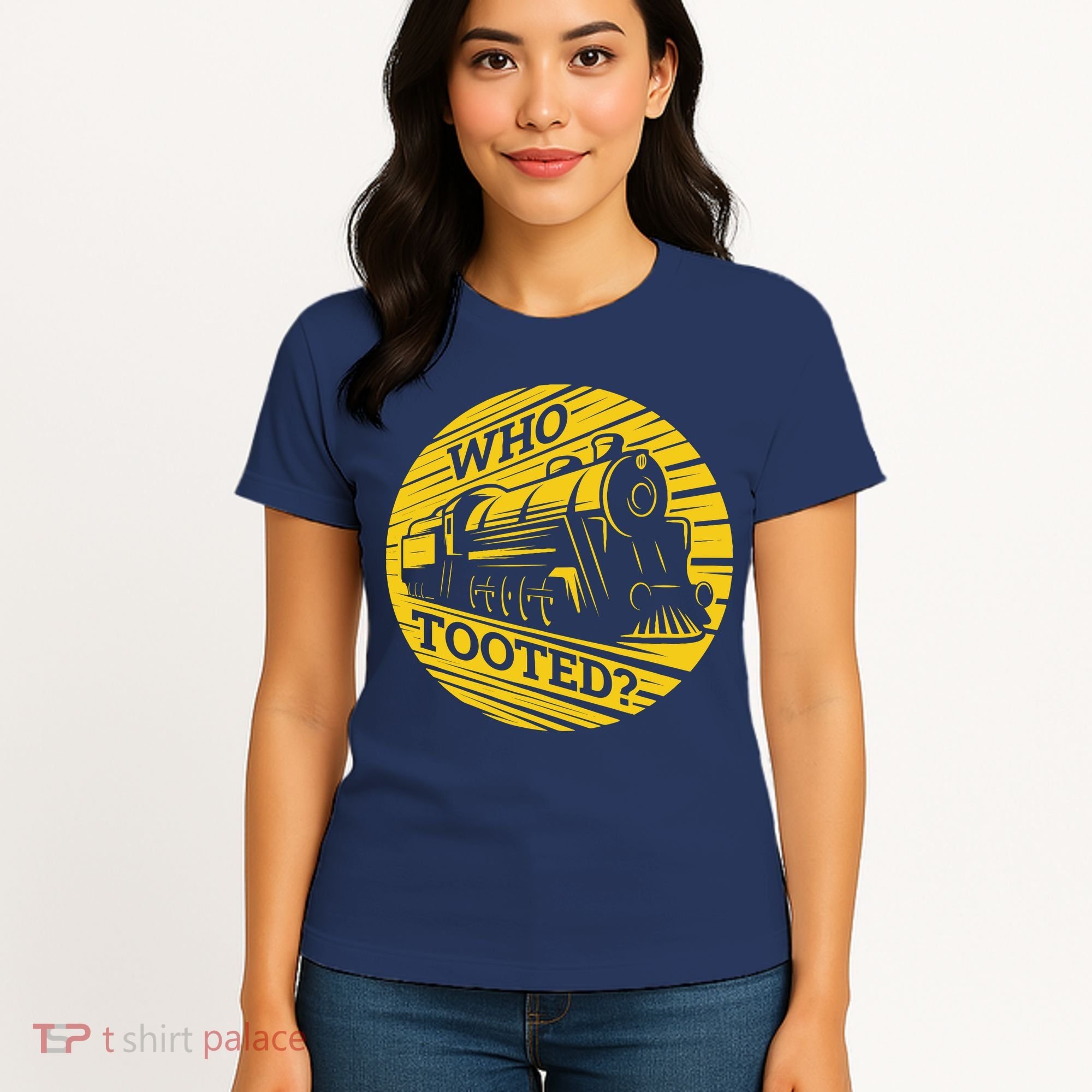 Who Tooted Funny Train Lover Cute Model Railroad Conductor Women's T-Shirt