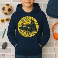 Who Tooted Funny Train Lover Cute Model Railroad Conductor Kids Hoodie thumb 2
