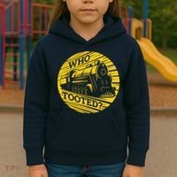 Who Tooted Funny Train Lover Cute Model Railroad Conductor Kids Hoodie thumb 3
