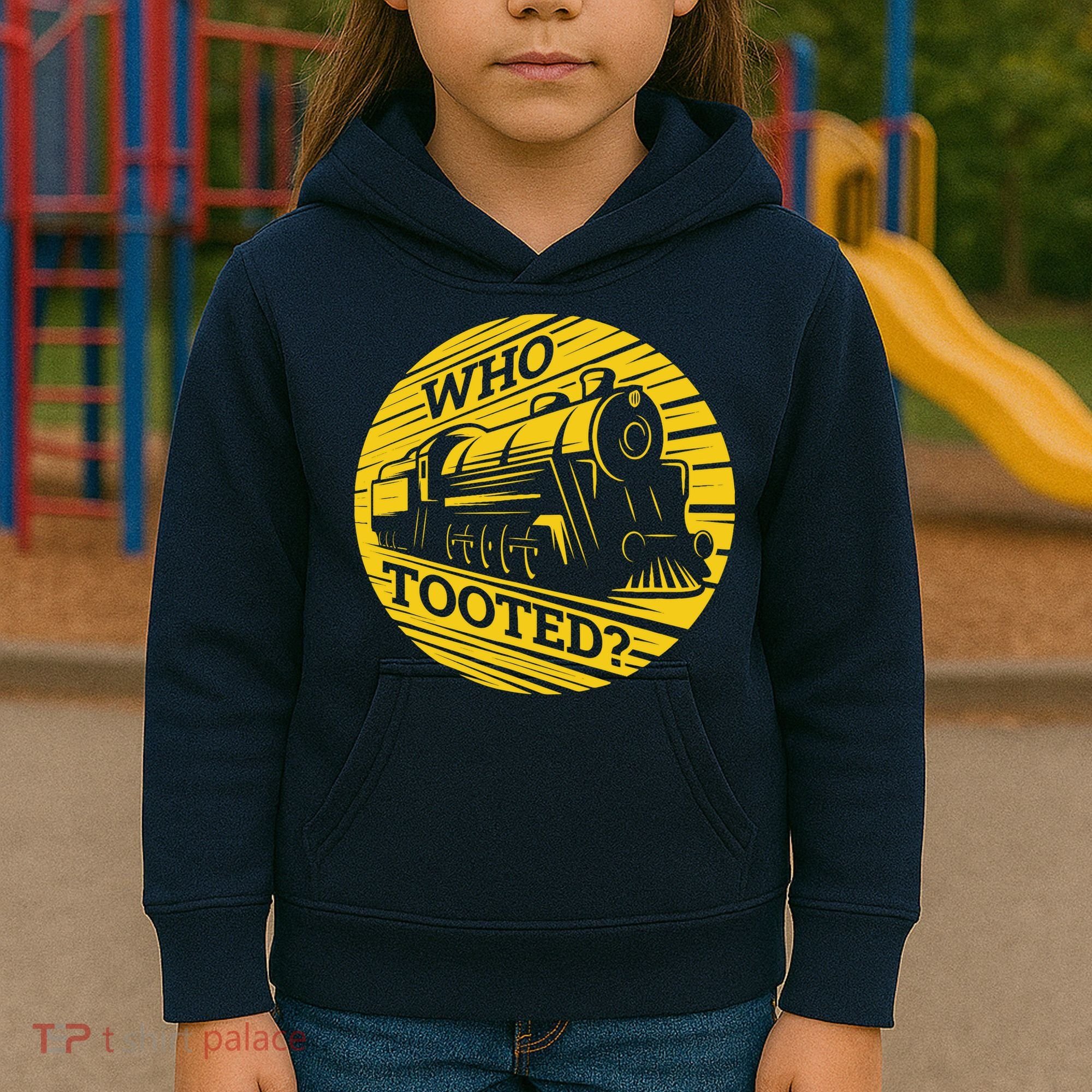 Who Tooted Funny Train Lover Cute Model Railroad Conductor Kids Hoodie