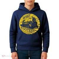 Who Tooted Funny Train Lover Cute Model Railroad Conductor Kids Hoodie thumb 4
