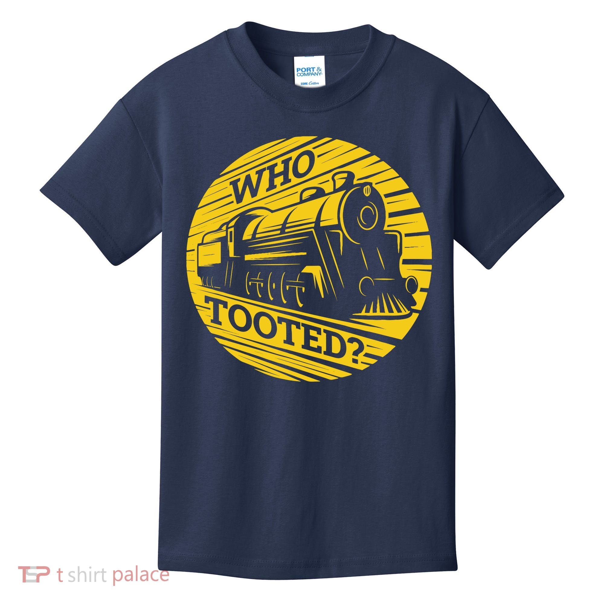 Who Tooted Funny Train Lover Cute Model Railroad Conductor Kids T-Shirt