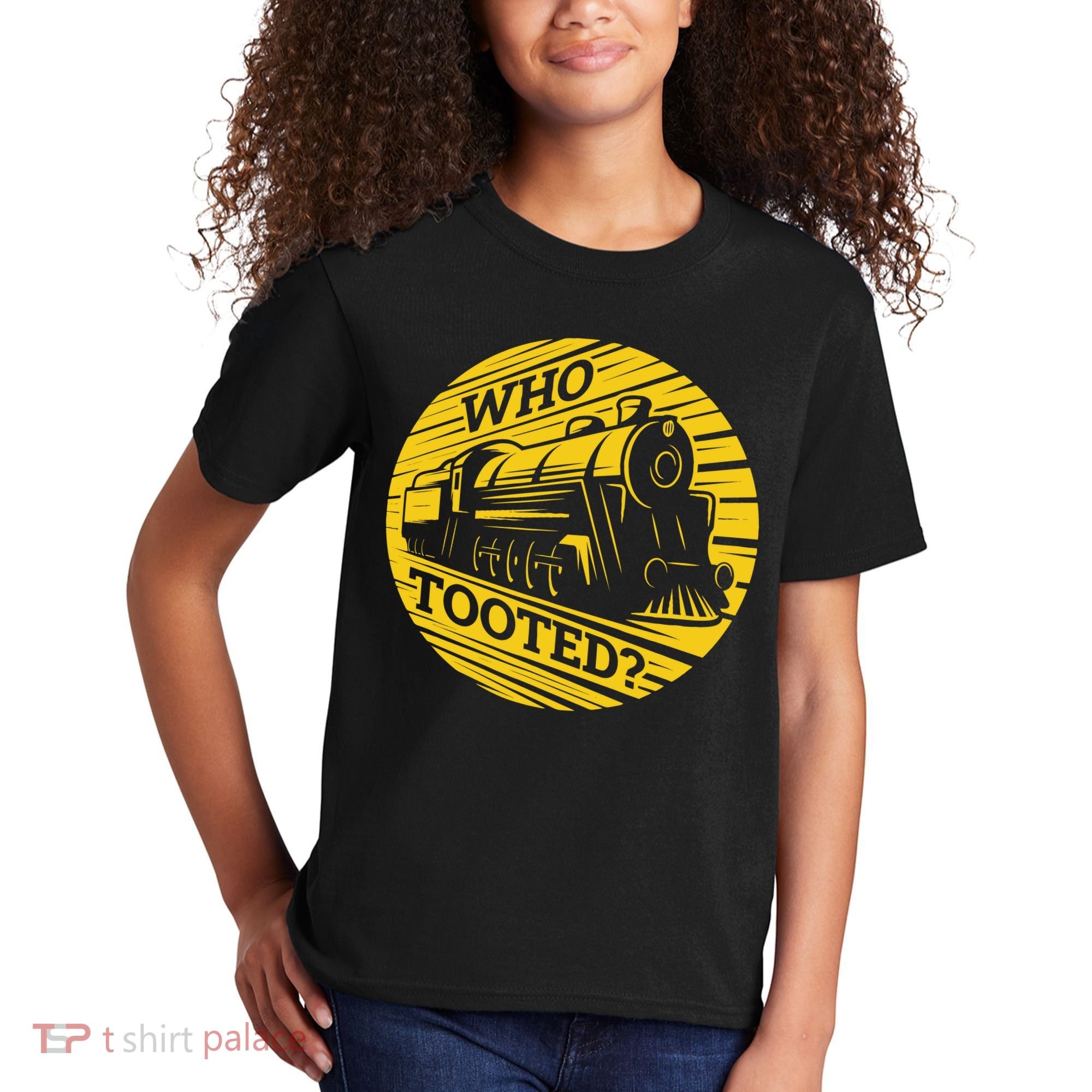 Who Tooted Funny Train Lover Cute Model Railroad Conductor Kids T-Shirt