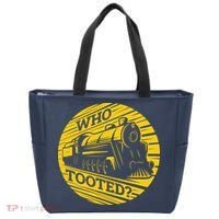 Who Tooted Funny Train Lover Cute Model Railroad Conductor Tote Bag thumb 0