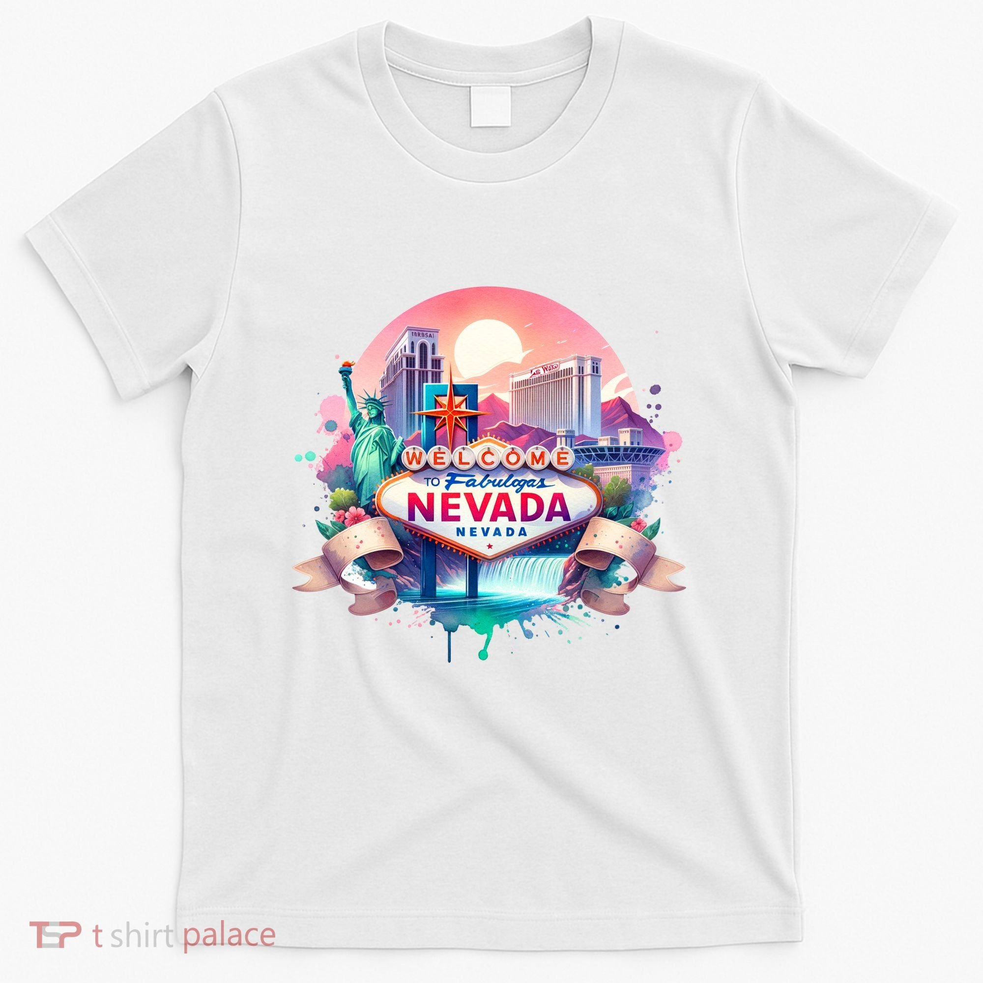 Welcome To Fabulous Nevada Las Vegas Water Color Logo T-Shirt
