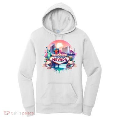 Welcome To Fabulous Nevada Las Vegas Water Color Logo Women's Hoodie