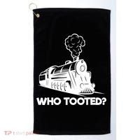 Who Tooted Funny Train Lovers & Railroad Model Trains Golf Towel thumb 0