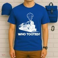 Who Tooted Funny Train Lovers & Railroad Model Trains T-Shirt thumb 6