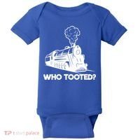 Who Tooted Funny Train Lovers & Railroad Model Trains Baby Bodysuit thumb 0
