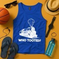 Who Tooted Funny Train Lovers & Railroad Model Trains Tank Top thumb 4