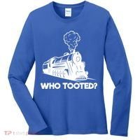 Who Tooted Funny Train Lovers & Railroad Model Trains Women's Long Sleeve Shirt thumb 0