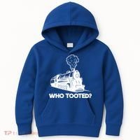 Who Tooted Funny Train Lovers & Railroad Model Trains Kids Hoodie thumb 0